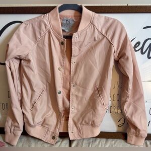 Full Tilt  lil girls Light Pink  preppy Bomber Jacket in size med 80’s look
